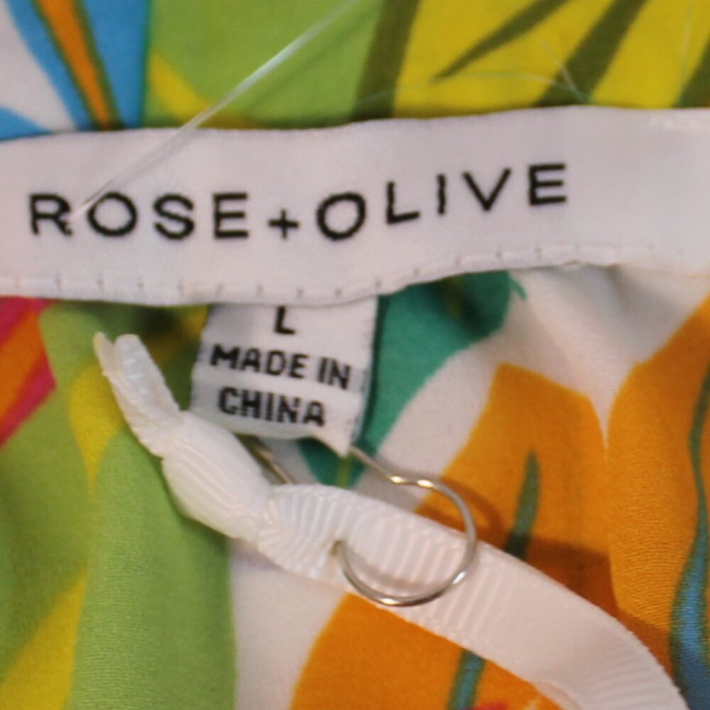 NWT Rose + Olive Sheer Tropical Print Sleeveless Summer Blouse, Large - Picture 7 of 10